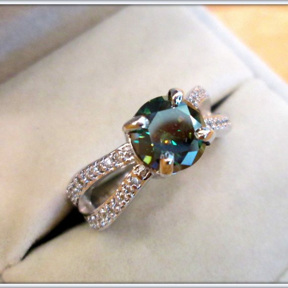 South African rear 1.25C dark blue diamond engagment ring size 7